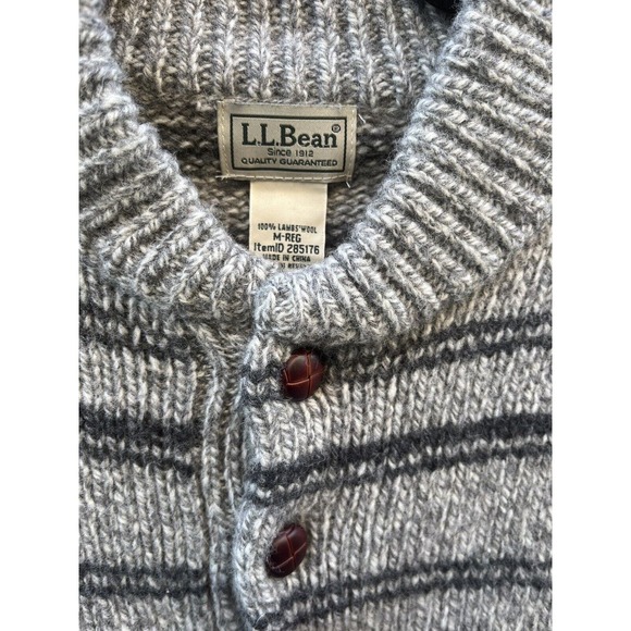 LL Bean Lambswool‎ Sweater Pullover Henley Chunky Knit, Size Medium - Picture 3 of 5